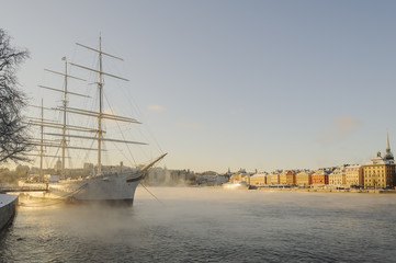 Stockholm Old Town on a sunny winter morning