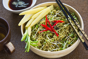 Noodle salad  with soy sauce dressing