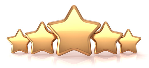 Gold stars five golden star service award business success