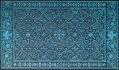 book cover with blue pattern