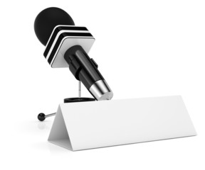 microphone and blank calling card.