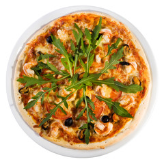 seafood  pizza from the top