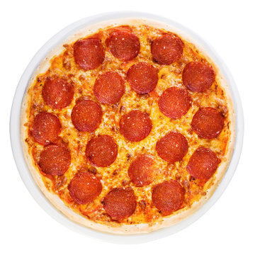 Pizza pepperoni from the top