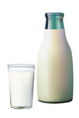 A glass and a bottle of milk.