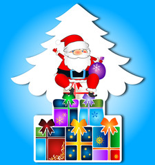 Santa and gifts, Christmas card