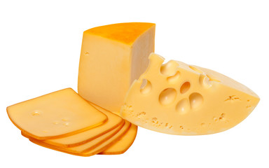 Pieces and slices of cheese