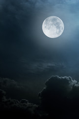 night sky with moon and clouds - 47396411