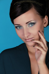 Portrait of beautiful woman with blue eyes, Beauty and Fashion