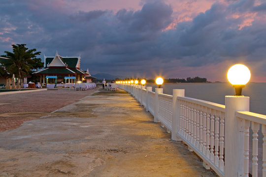 Beautiful promenade at the sea in Thailand