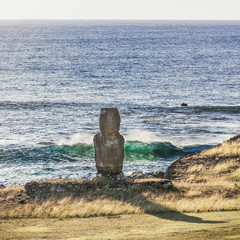 Lonely Moai in the sea bank