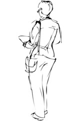 sketch of beautiful girl spectacled