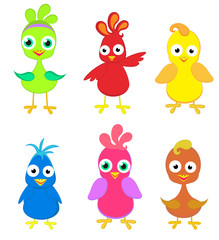 Set of cartoon birds