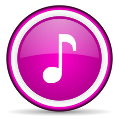 music violet glossy icon on white background