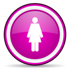 woman violet glossy icon on white background