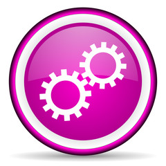 gears violet glossy icon on white background