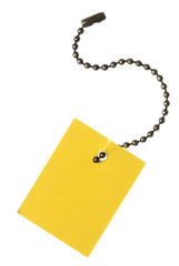 Blank yellow paper labels isolated on the white