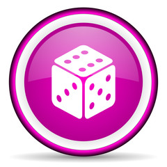 dice violet glossy icon on white background