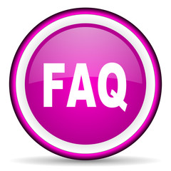 faq violet glossy icon on white background