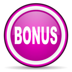 bonus violet glossy icon on white background