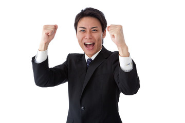 young businessman posing guts