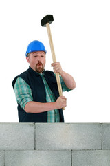 Builder about to smash wall