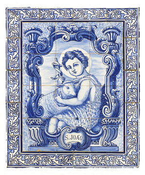 ancient portuguese tiles with saint john