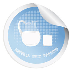 Sticker with a fresh milk for packaging dairy products