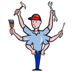 Tradesman Carpenter Mechanic Plumber Cartoon