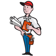 Builder Construction Engineer Worker Cartoon