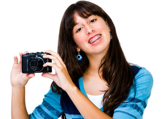 Latin American teenager photographing