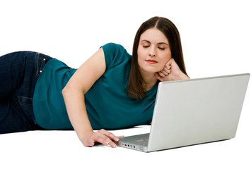 Close-up of a woman using a laptop