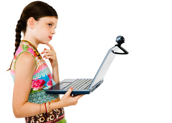 Child using a laptop