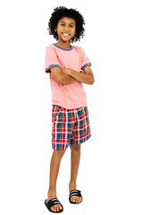 Mixed race boy standing