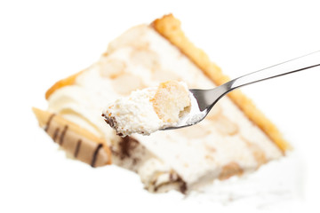 Volle Kuchengabel vor Malakowtorte