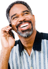 Close-up of a man talking on mobile