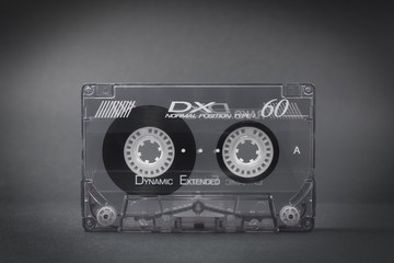 Musicassette on  grey background