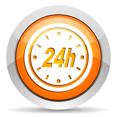24h orange glossy icon on white background
