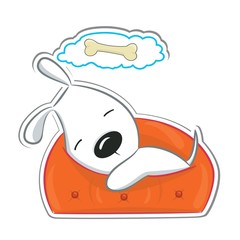 Sleeping funny puppy. Isolated on white. Sticker.