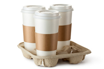 Three take-out coffee in holder - 47415641