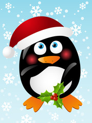 Funny penguin stripper in santa hat