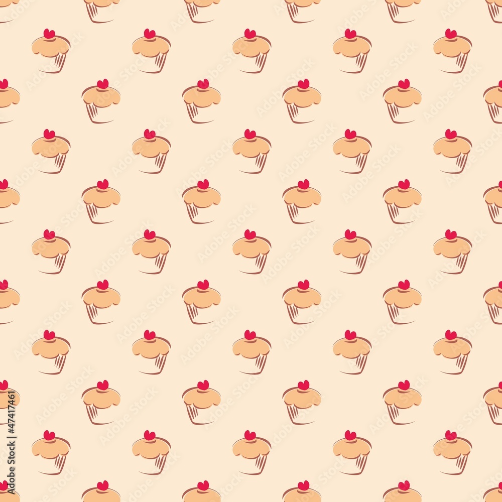 Poster seamless vector pattern background texture cupcakes muffin