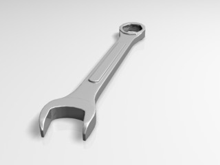 Spanner on gray - 3D illustration