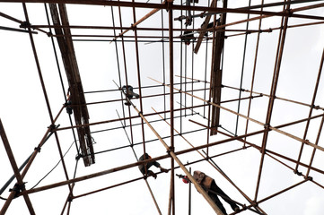White background of the scaffolding
