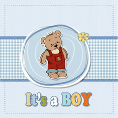baby boy shower card  with funny teddy bear