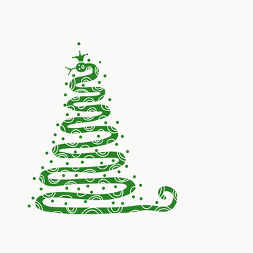 Abstract christmas tree design with snake shape