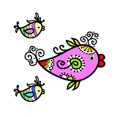 Sketch of funny fishes for your design