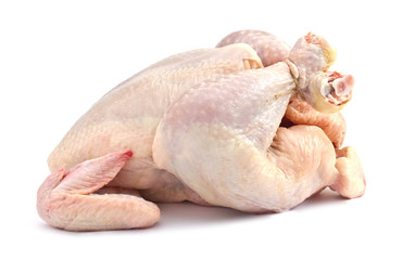 Fresh raw chicken isolated on white