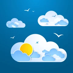 Door stickers Sky Weather in cloud. Vector. Summer theme