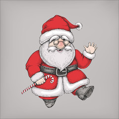 Vector hand drawn illustration of Santa Claus