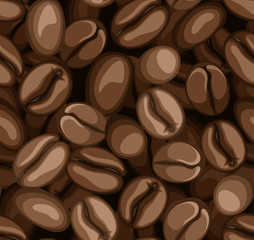 Arrière-plan transparent de grains de café. Illustration vectorielle.